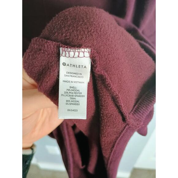 Athleta Solitude Hoodie Sweatshirt Dress deep maroon burgundy cozy relaxed - Picture 11 of 11